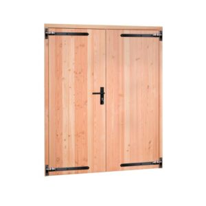 Douglas dubbele dichte deur met zwart beslag inclusief kozijn, 1680 x 2010mm, onbehandeld